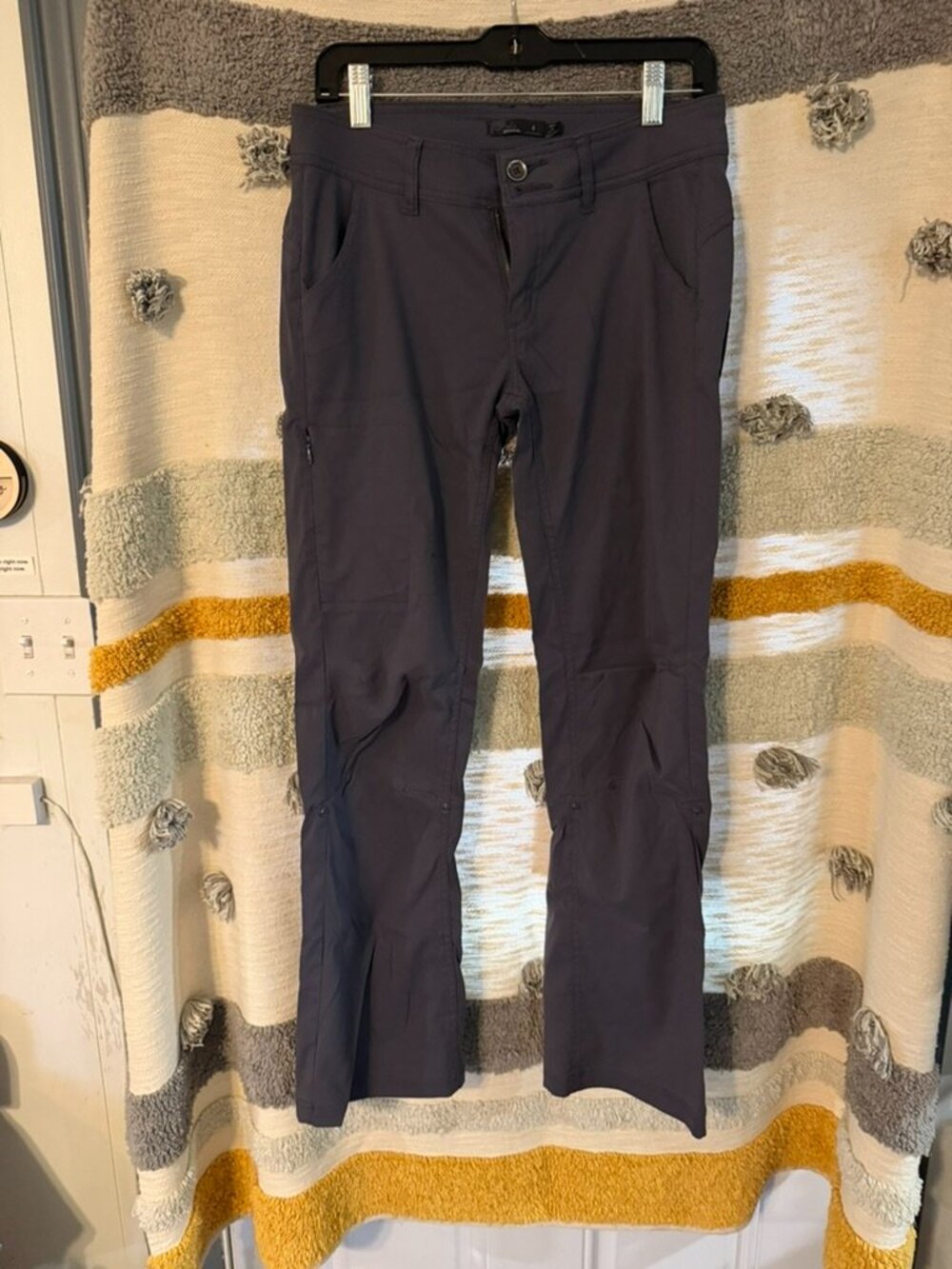 prAna Halle Roll Up Convertible Hiking Pants Dark Gray Slate Size 4 Short Inseam